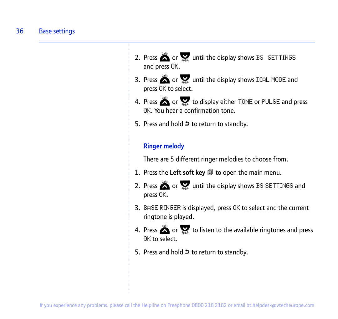 BT 335 manual Base settings 