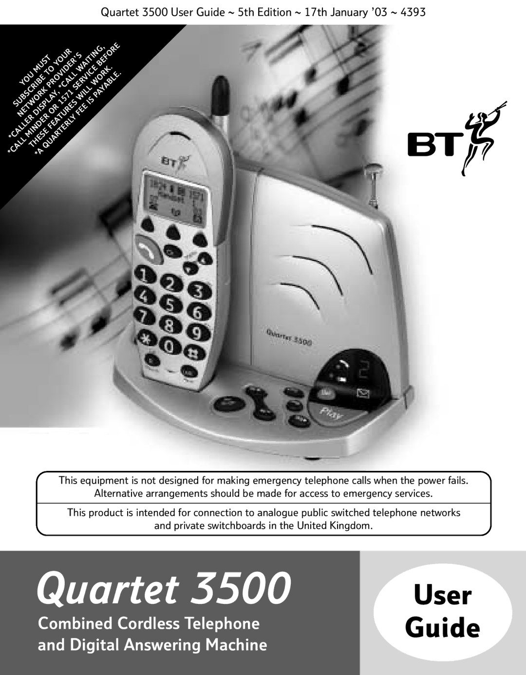 BT 3500 manual Quartet 