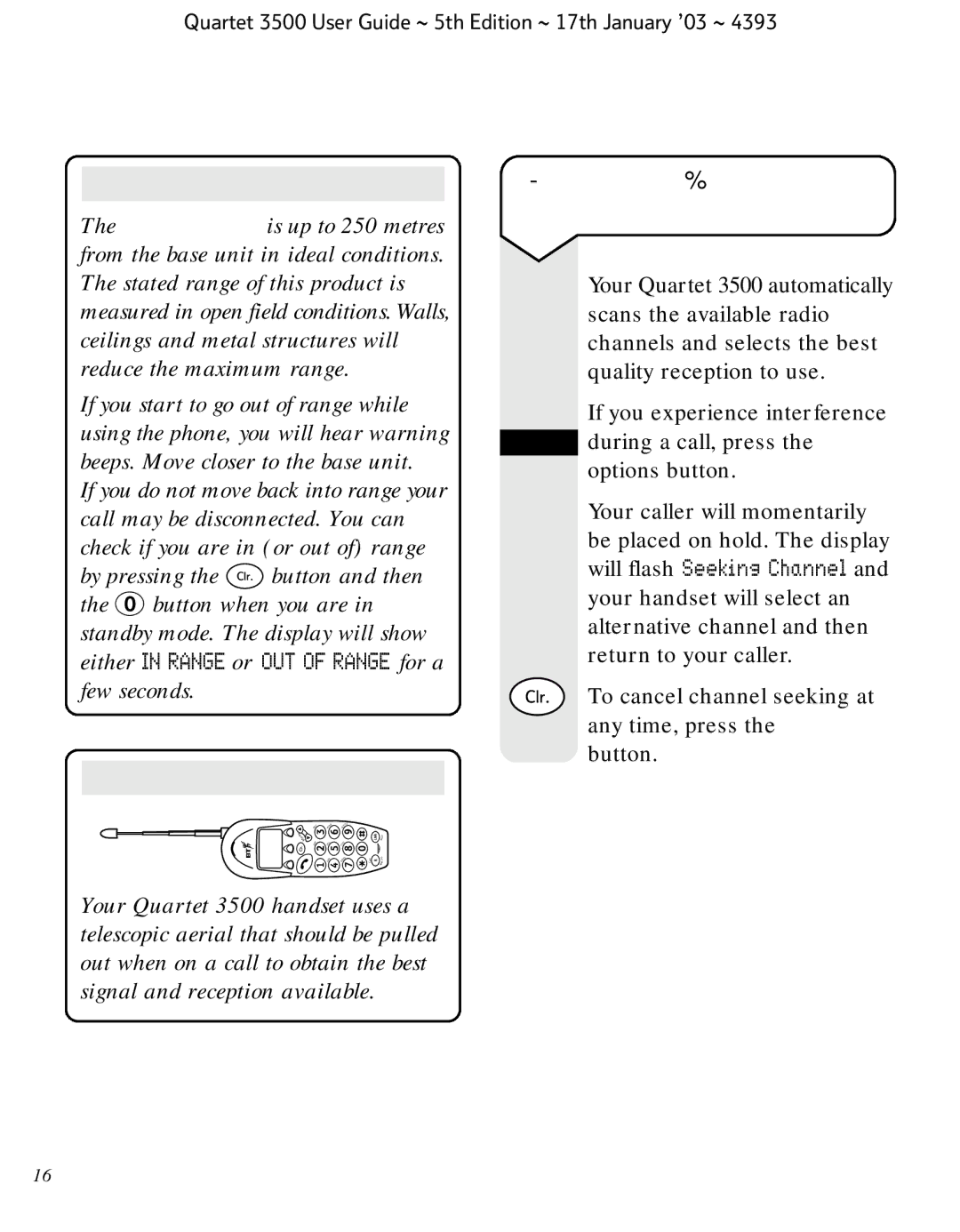 BT 3500 manual To select an alternative channel during a call 