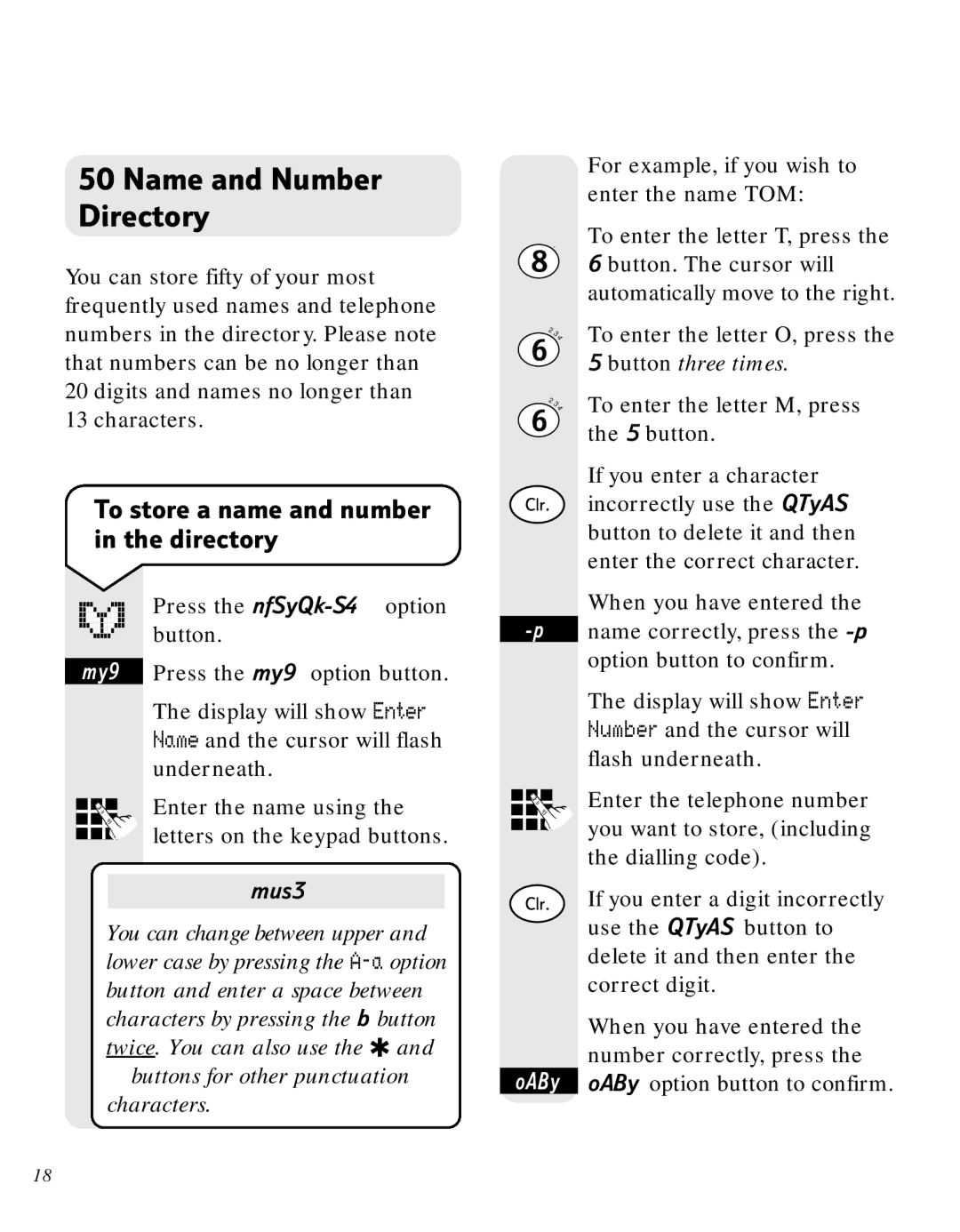 BT 3500 manual Name and Number Directory, To store a name and number in the directory 