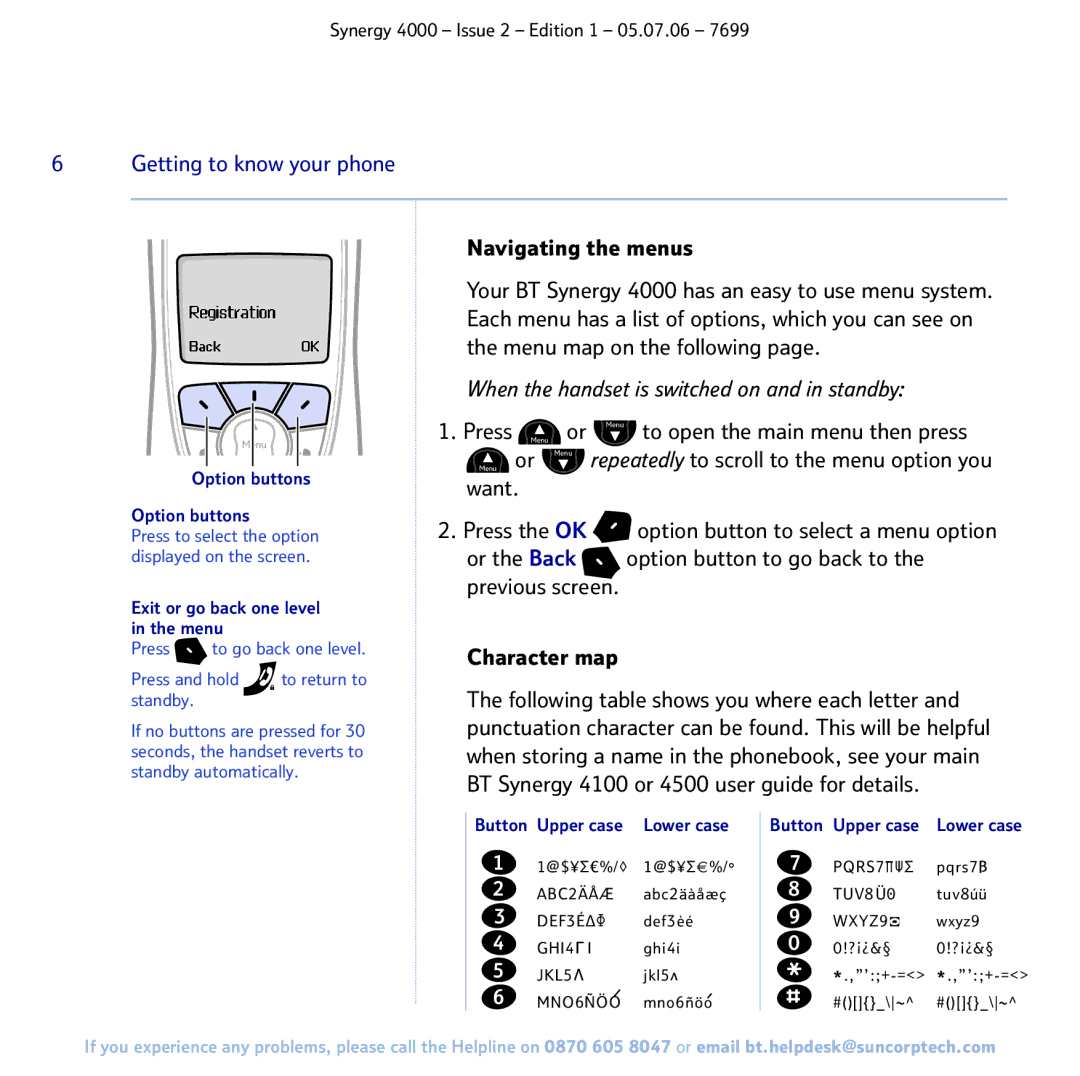 BT 4000 manual Navigating the menus, When the handset is switched on and in standby 