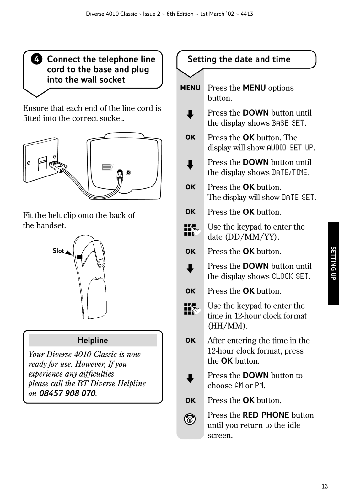 BT 4010 Classic manual Setting the date and time 