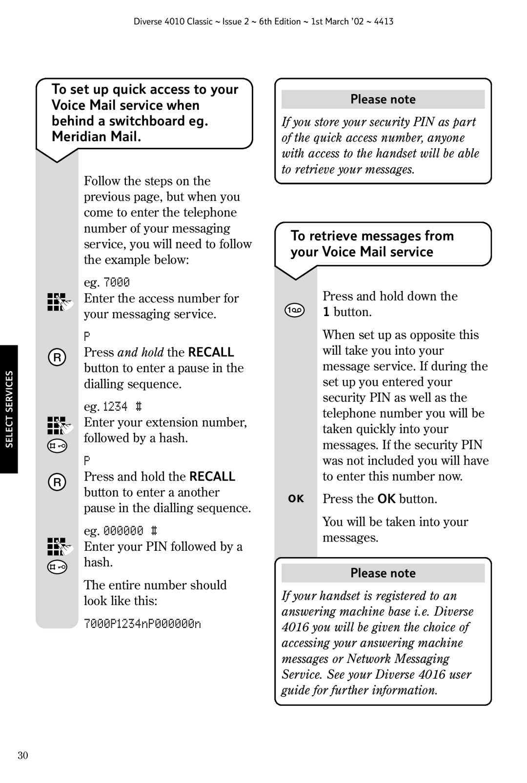 BT 4010 Classic manual Eg #, To retrieve messages from your Voice Mail service 