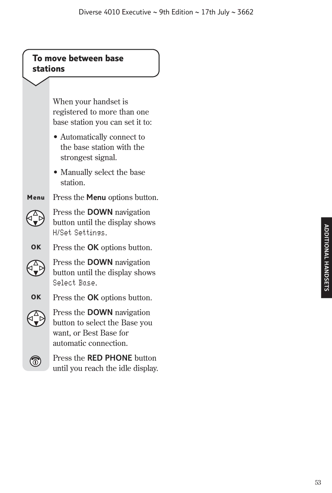 BT 4010 Executive manual To move between base stations 