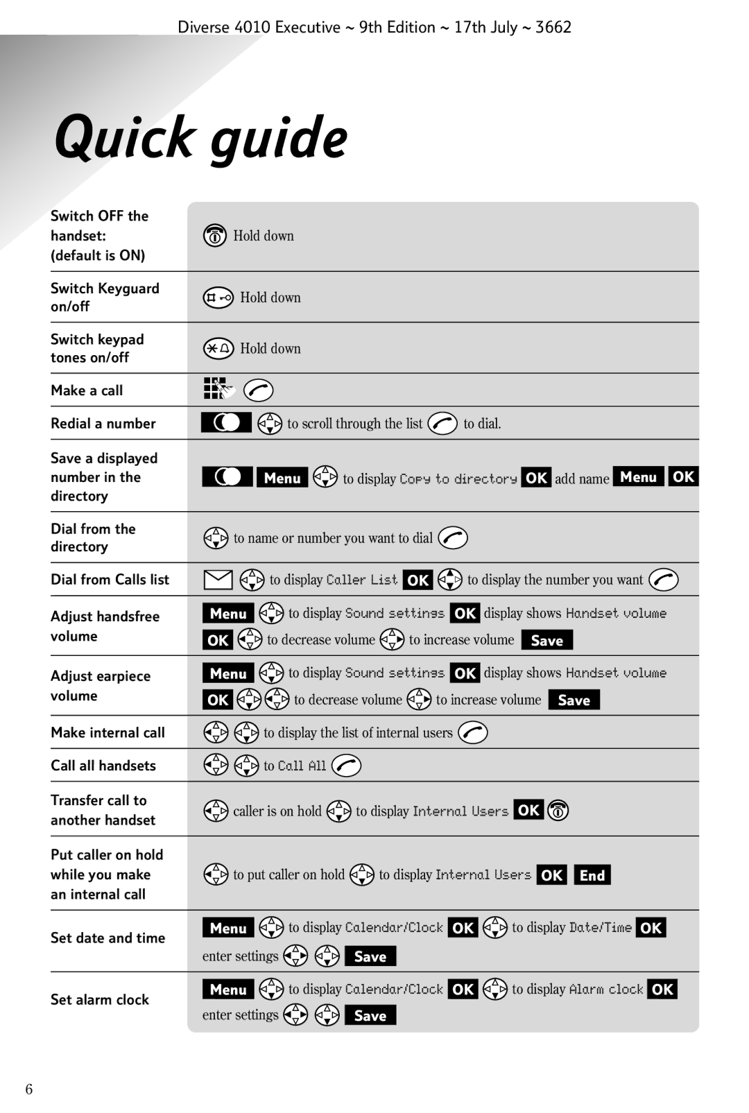 BT 4010 Executive manual Quick guide, OK add name Menu OK 