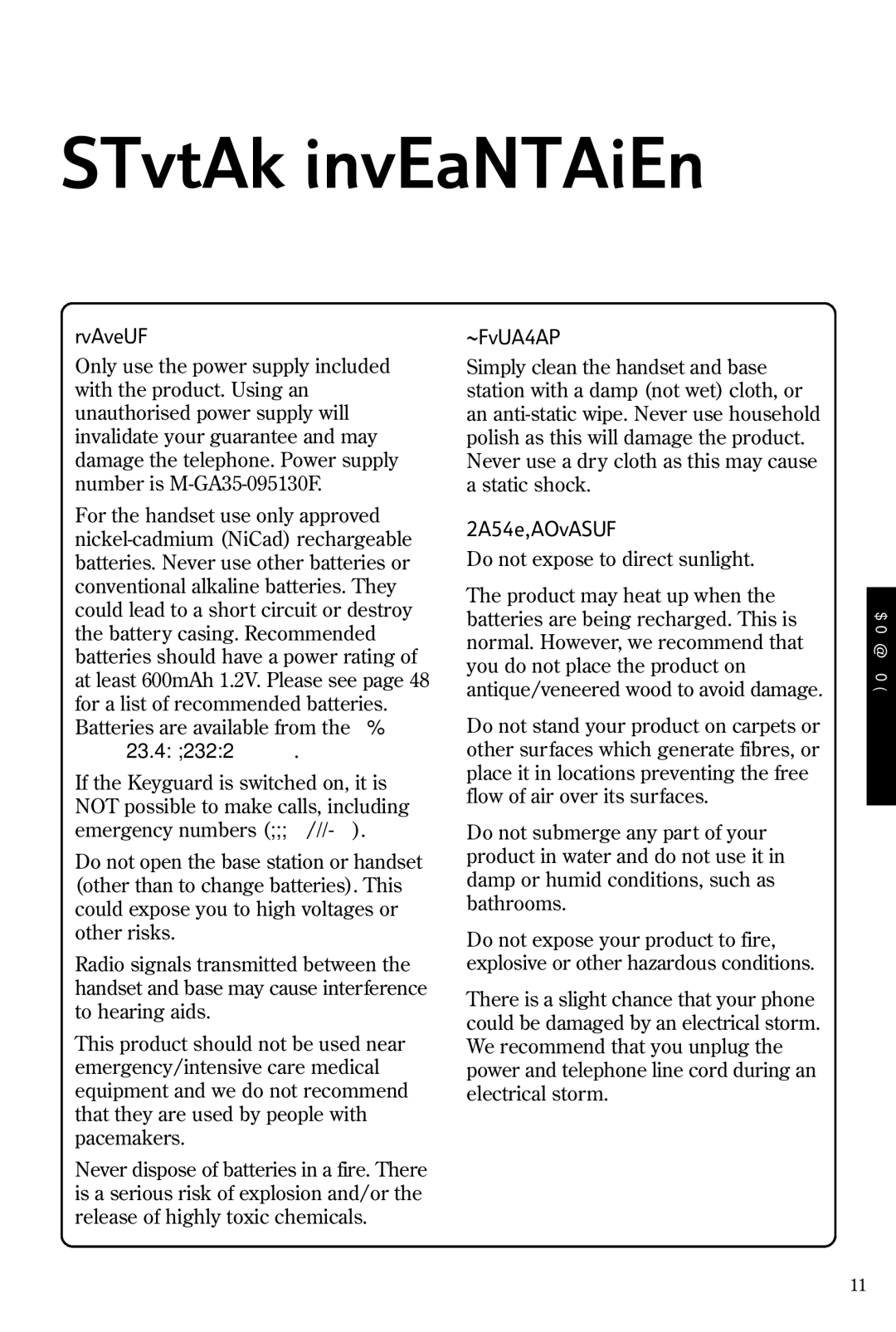 BT 4016 Classic manual Safety information, General, Environmental 