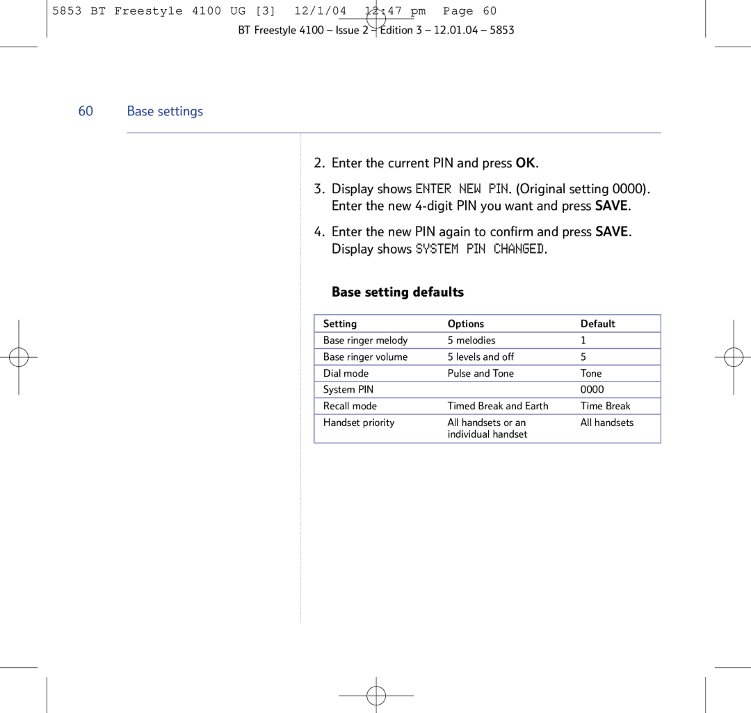 BT 4100 SMS manual Time Break 