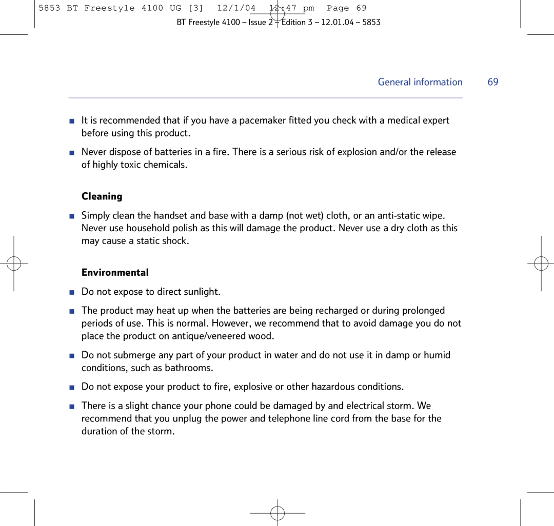 BT 4100 SMS manual General information 