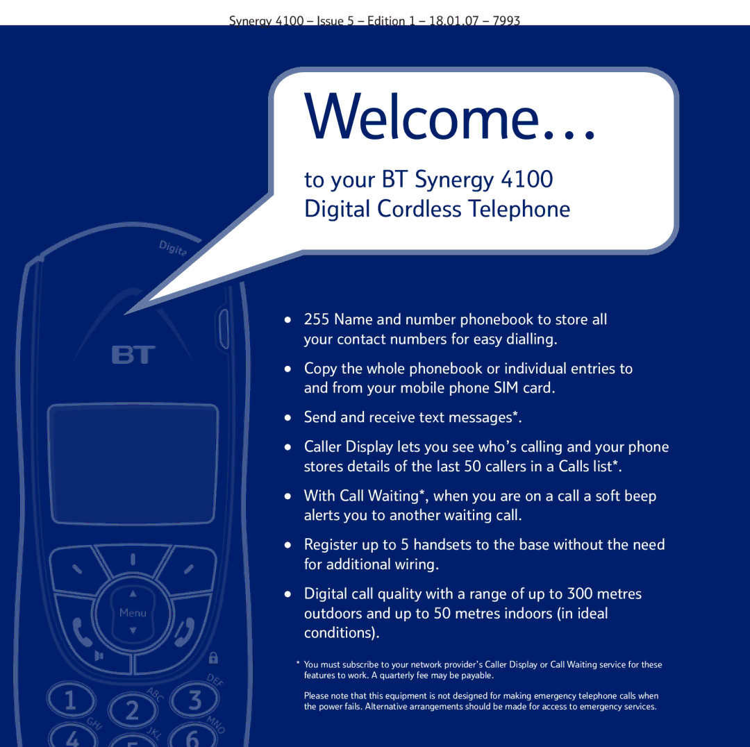 BT 4100 manual Welcome… 