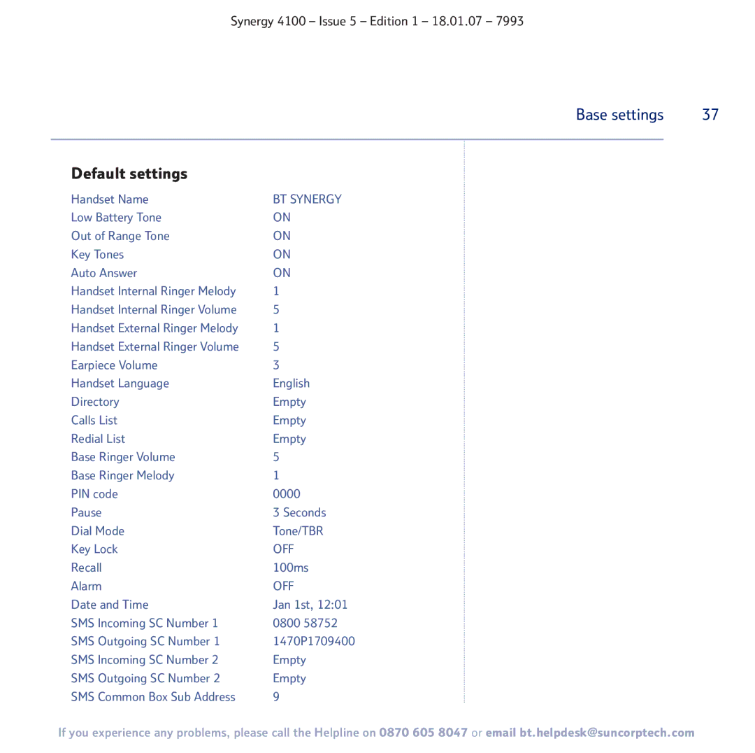 BT 4100 manual Off 