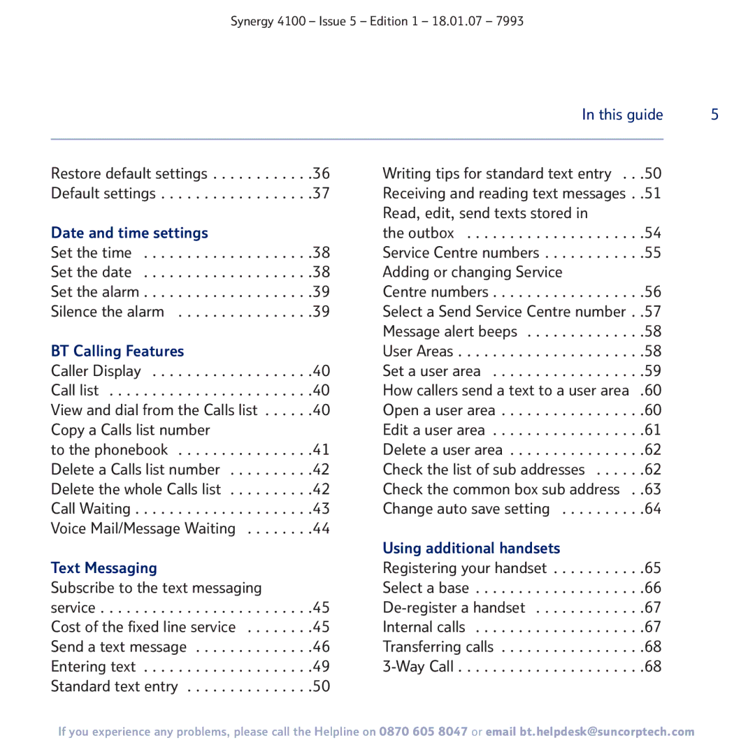 BT 4100 manual Writing tips for standard text entry Default settings, Read, edit, send texts stored, Outbox Set the time 