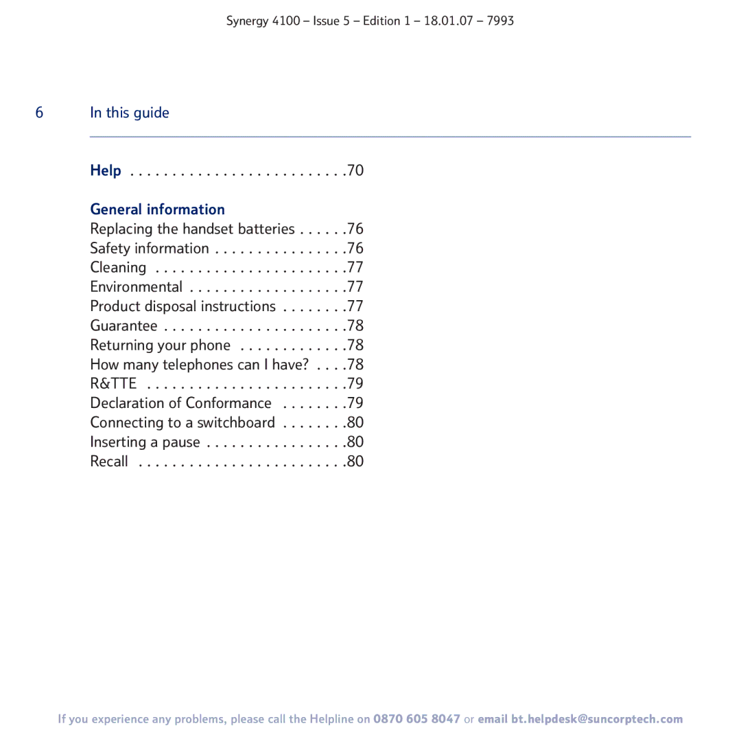 BT 4100 manual Help, General information 