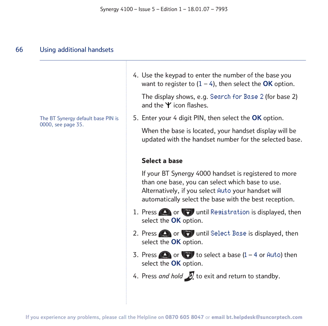 BT 4100 manual Using additional handsets 