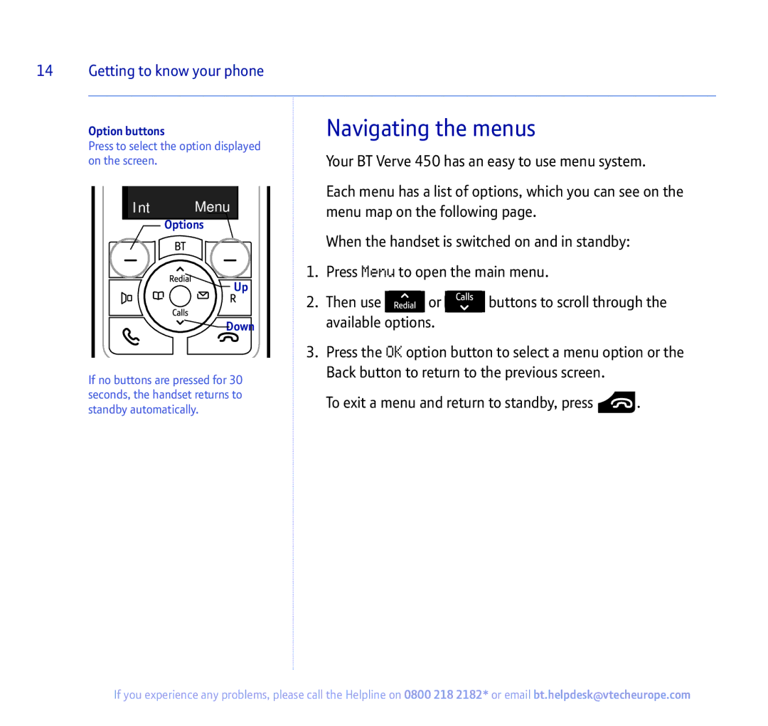 BT 450 manual Navigating the menus 