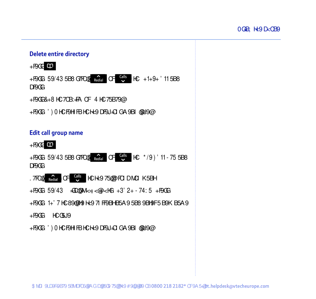 BT 450 manual Delete entire directory, Edit call group name 