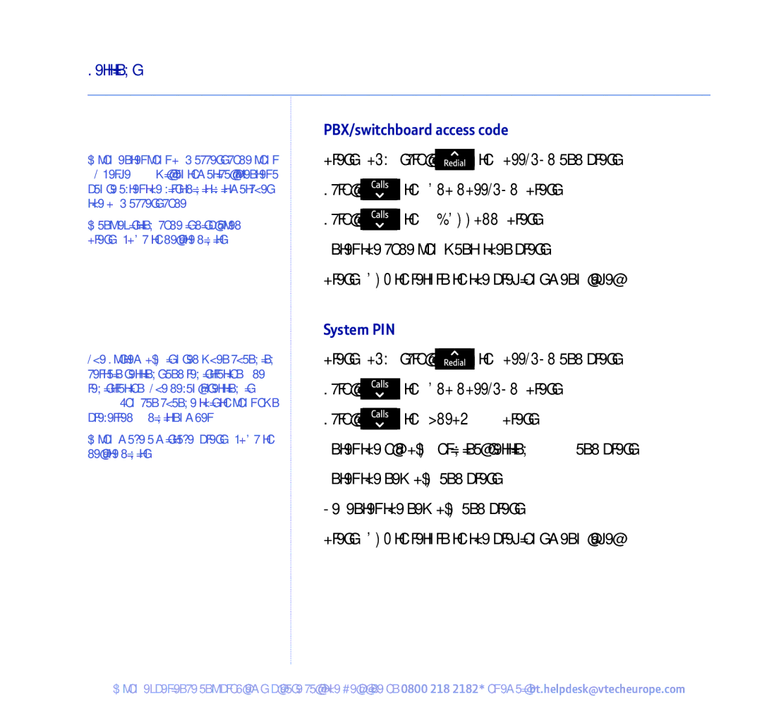 BT 450 manual PBX/switchboard access code, System PIN 