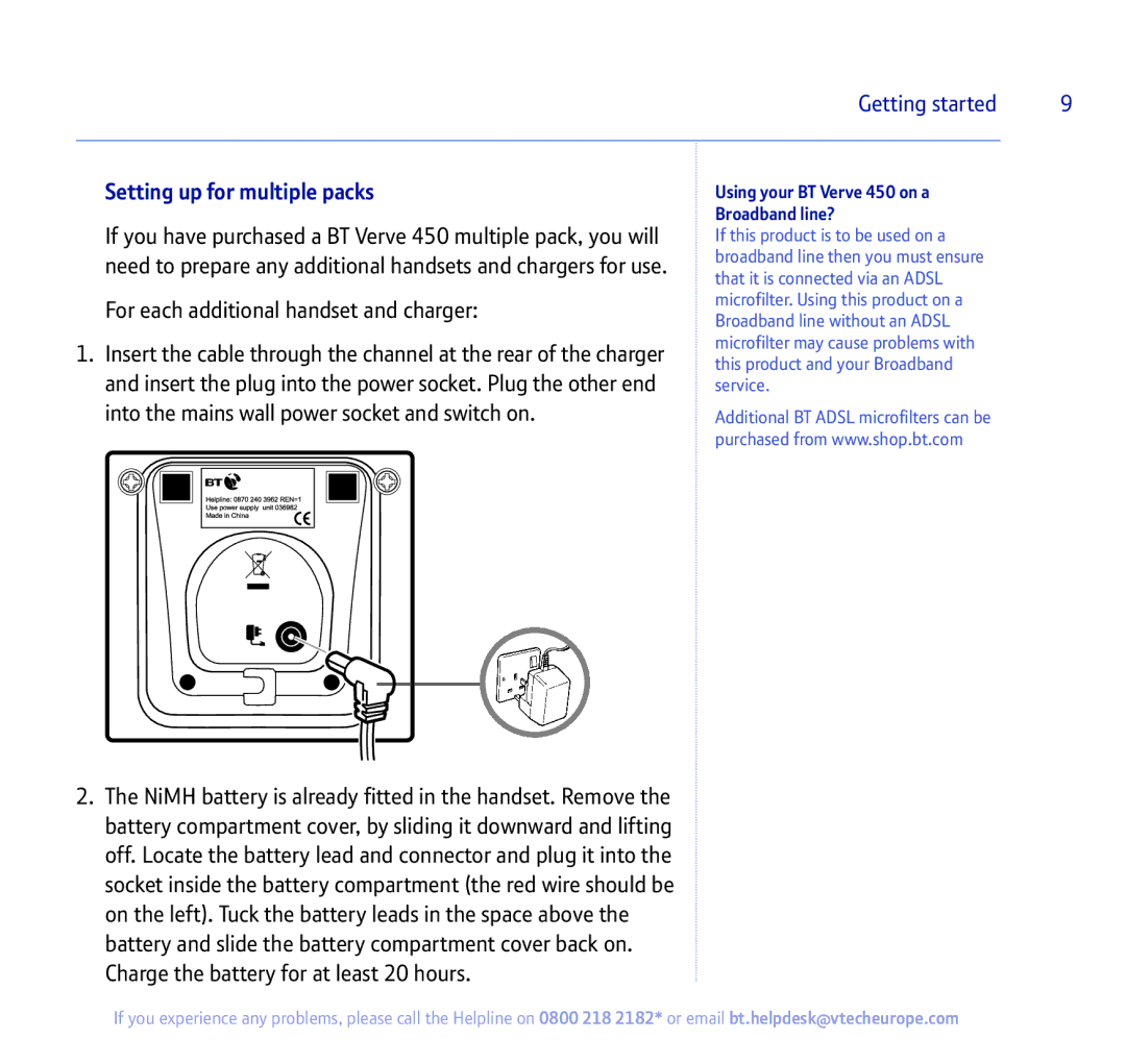 BT 450 manual Setting up for multiple packs, For each additional handset and charger 