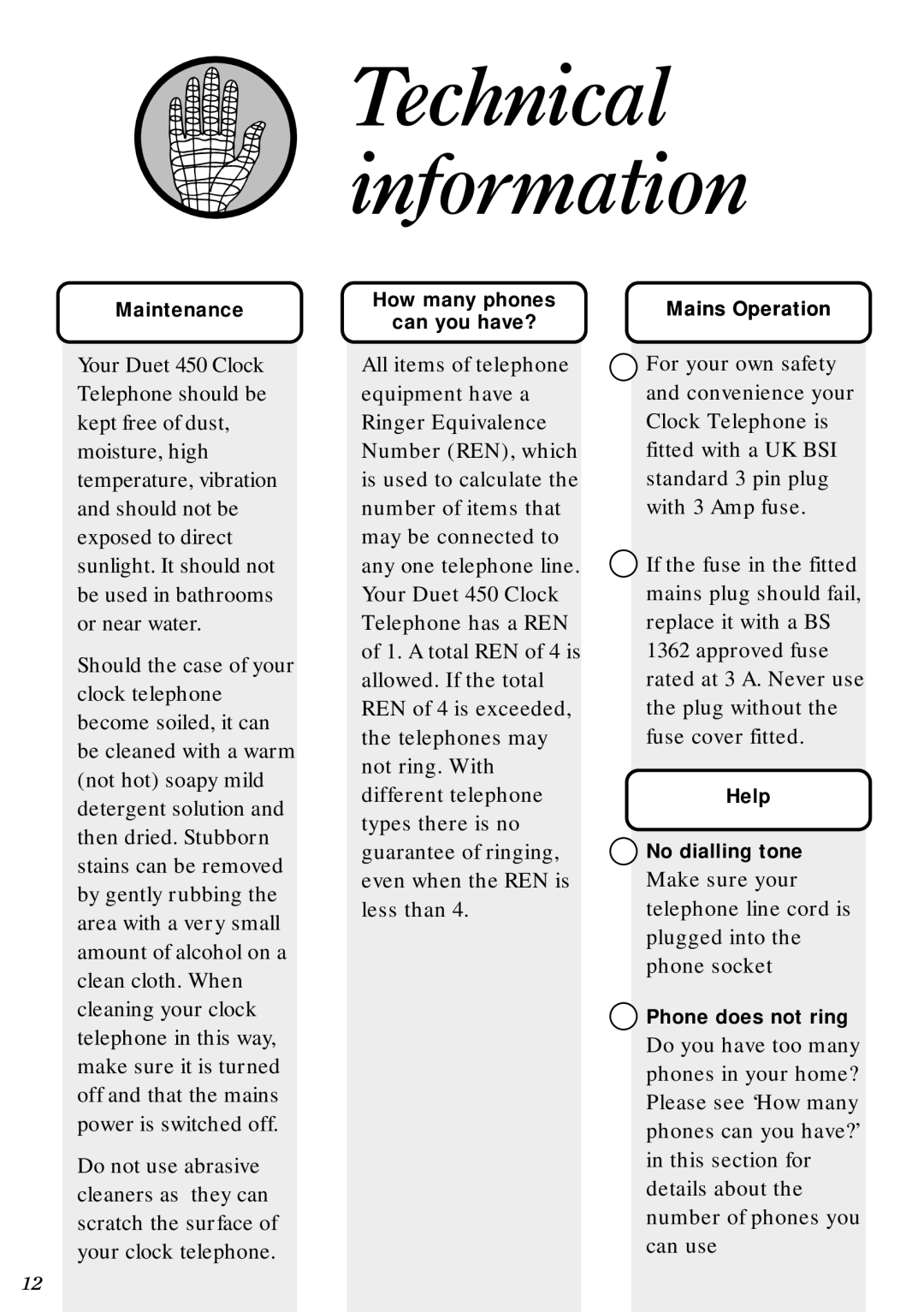 BT 450 manual Technical information 