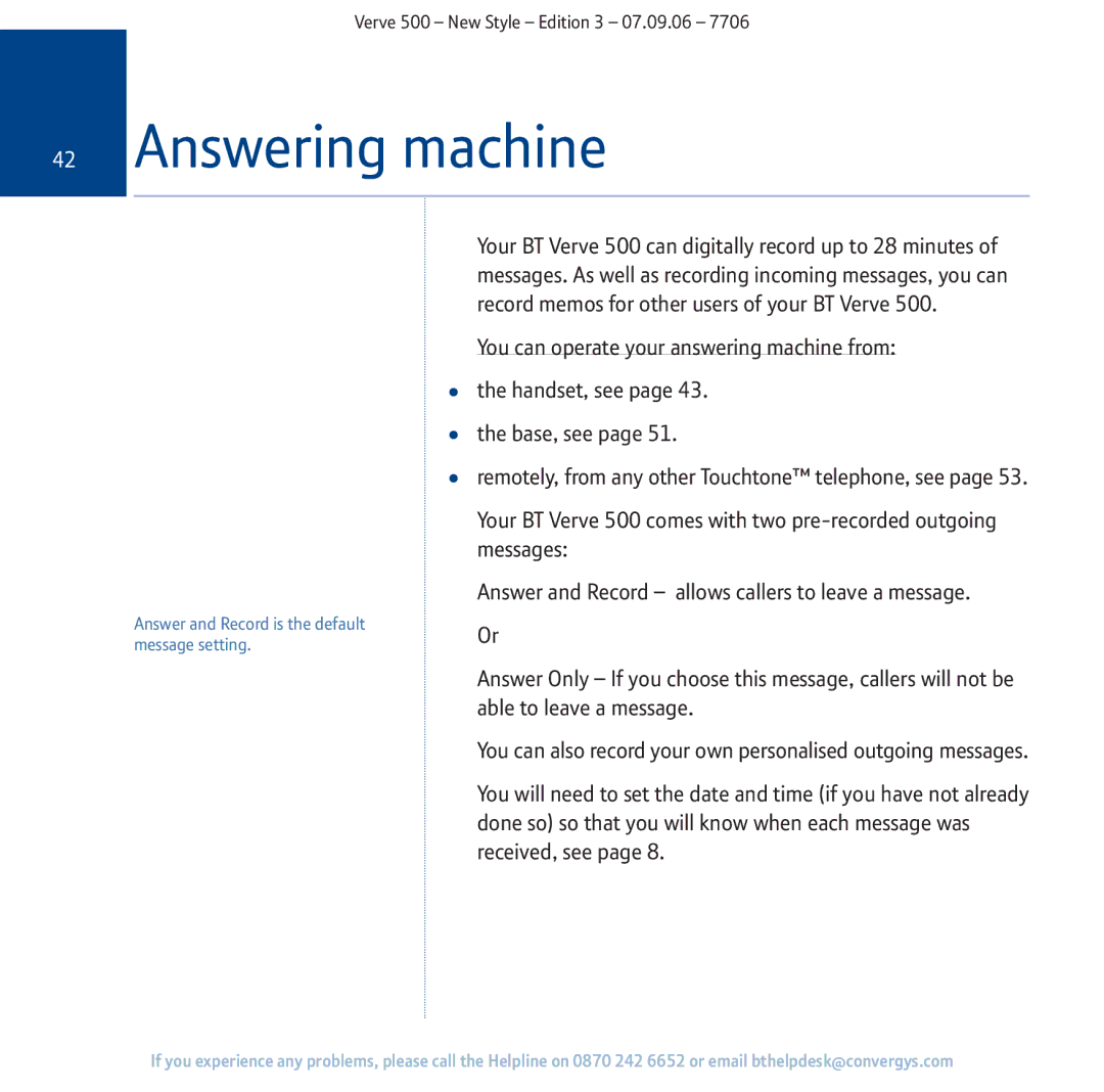 BT 500 manual Answering machine 