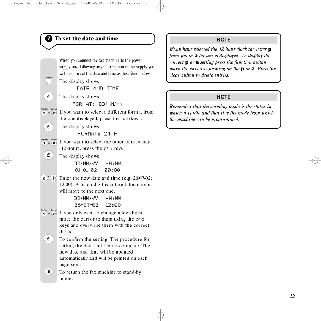 BT 50e manual To set the date and time, Date and Time, Format DD/MM/YY, Format 24 H 