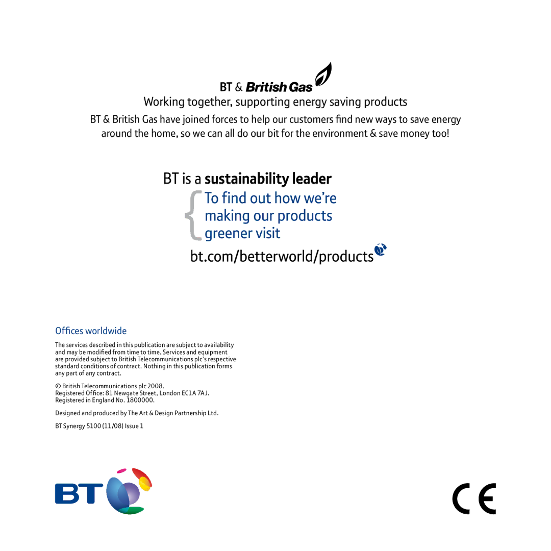 BT 5100 manual Working together, supporting energy saving products 