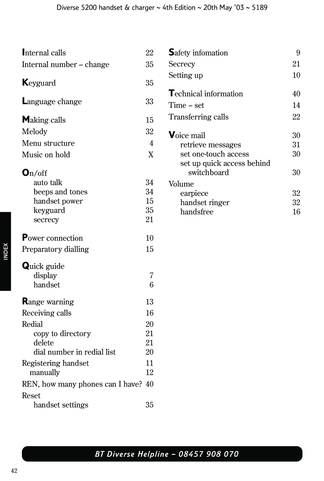 BT 5200 manual BT Diverse Helpline 08457 908 