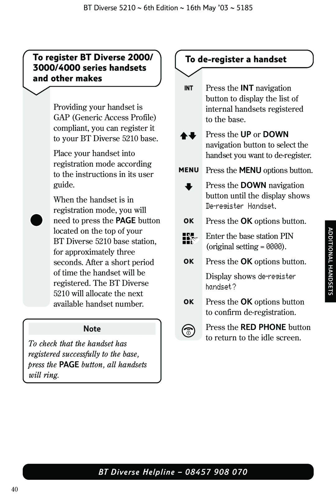 BT 5210 manual To de-register a handset, Handset? 