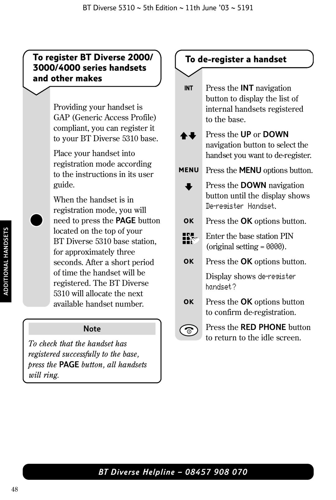 BT 5310 manual To de-register a handset, Handset? 