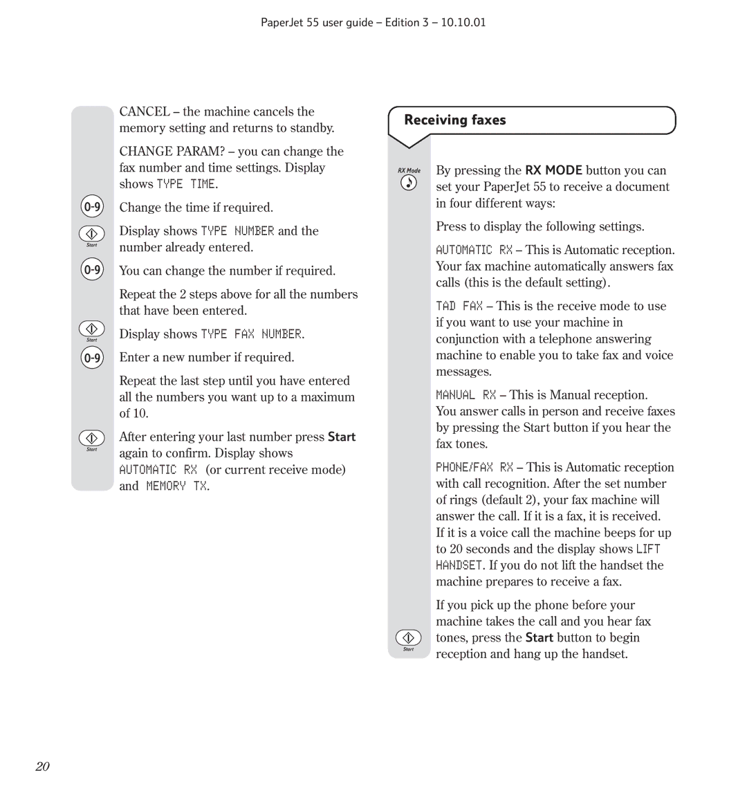 BT 55 manual Receiving faxes 