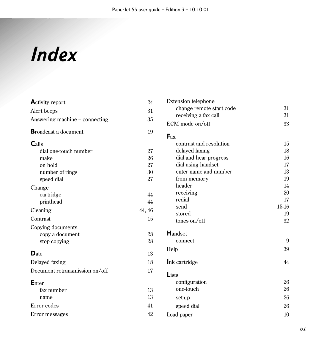 BT 55 manual Index 