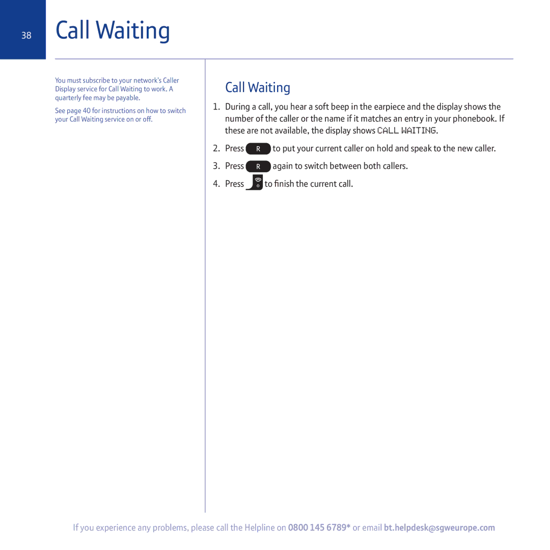 BT 5500 manual Call Waiting 