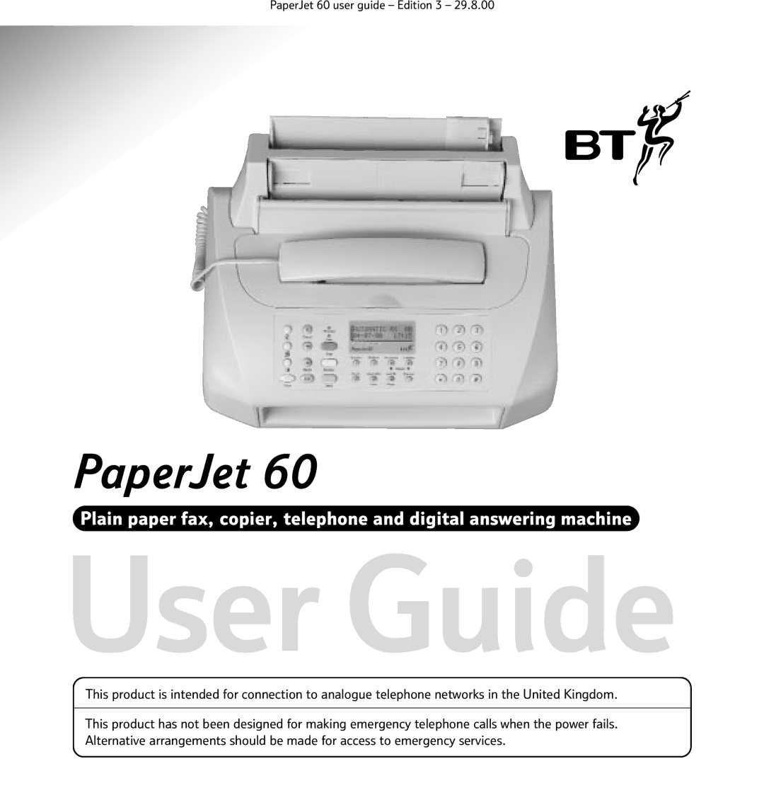 BT 60 manual User Guide, PaperJet 