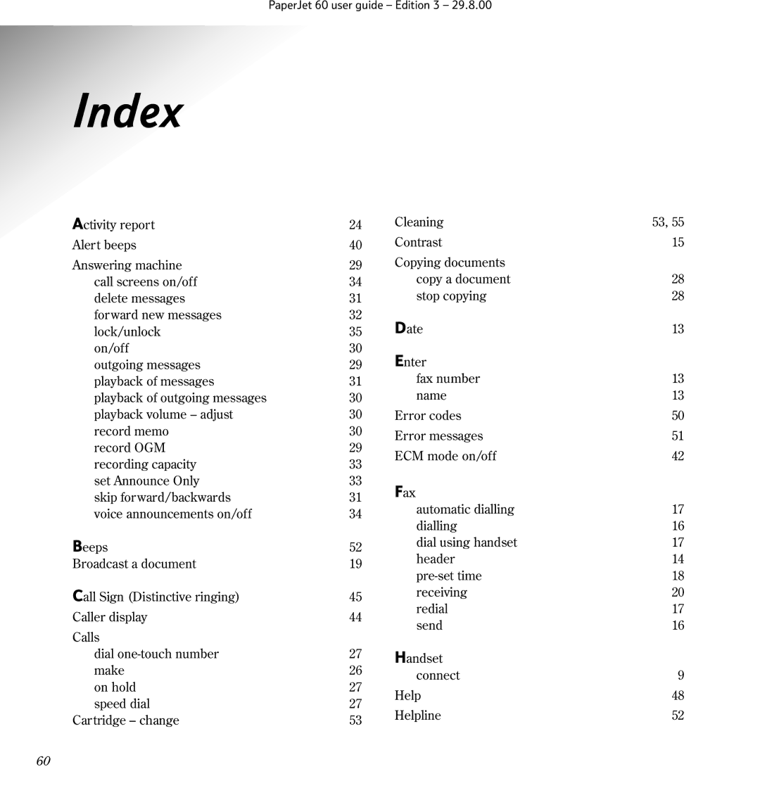 BT 60 manual Index 