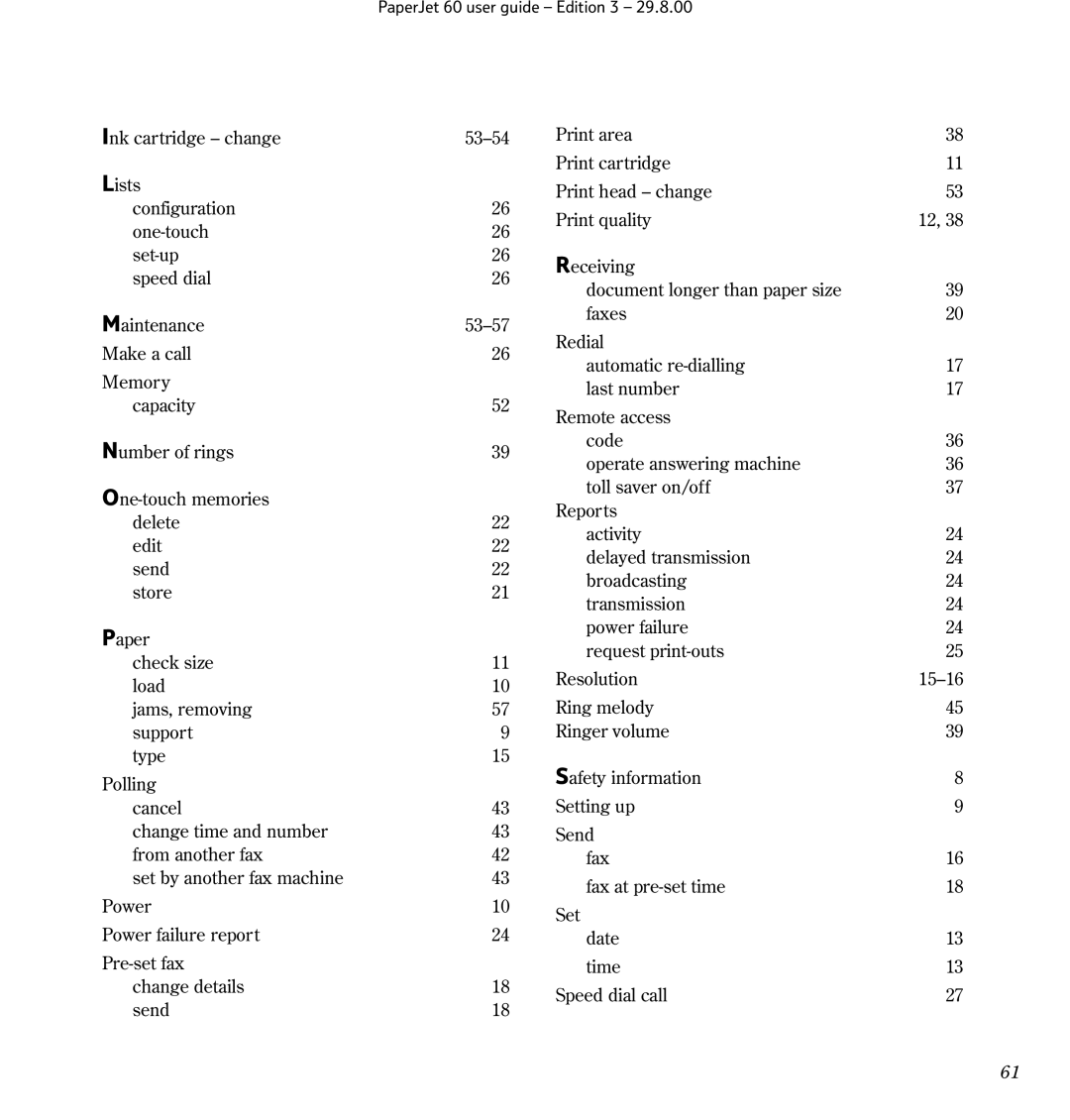 BT manual PaperJet 60 user guide Edition 3 