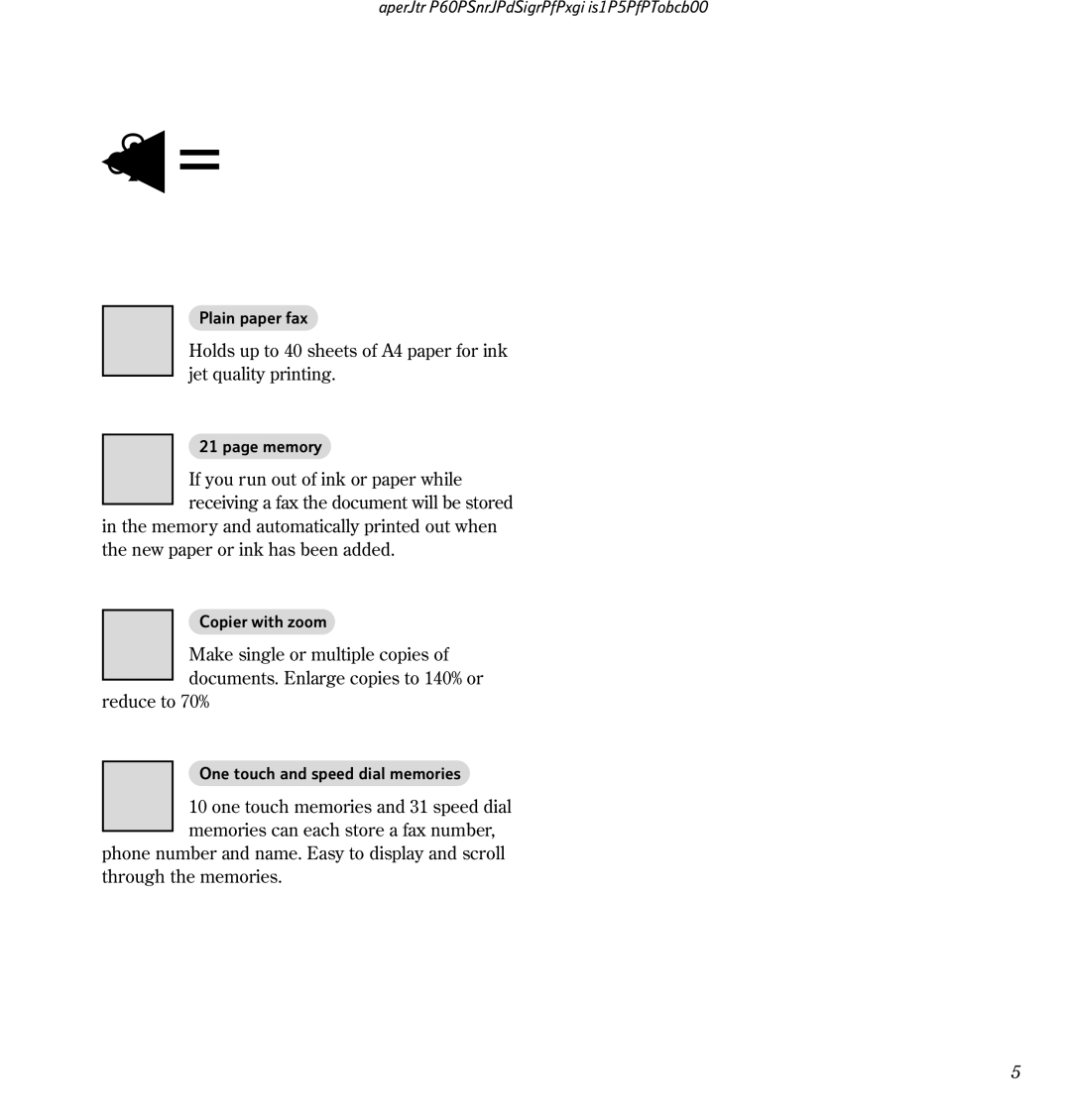 BT 60 manual Key features 