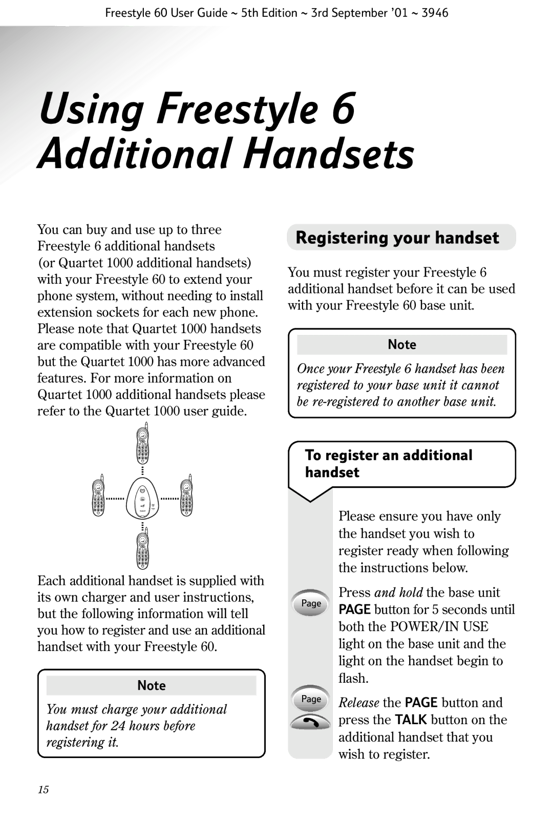 BT 60 manual Registering your handset, To register an additional handset 