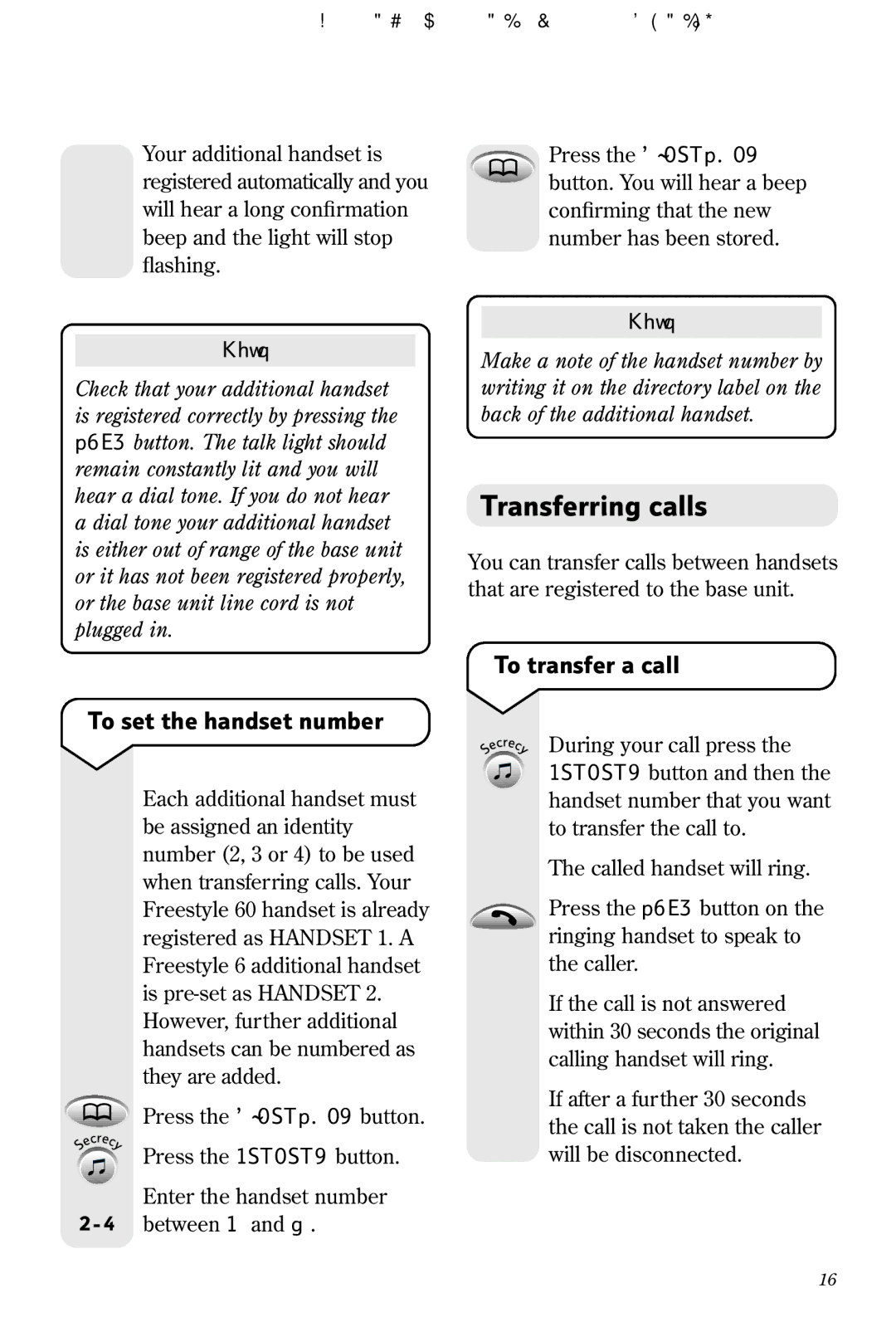 BT 60 manual Transferring calls, To set the handset number, To transfer a call 