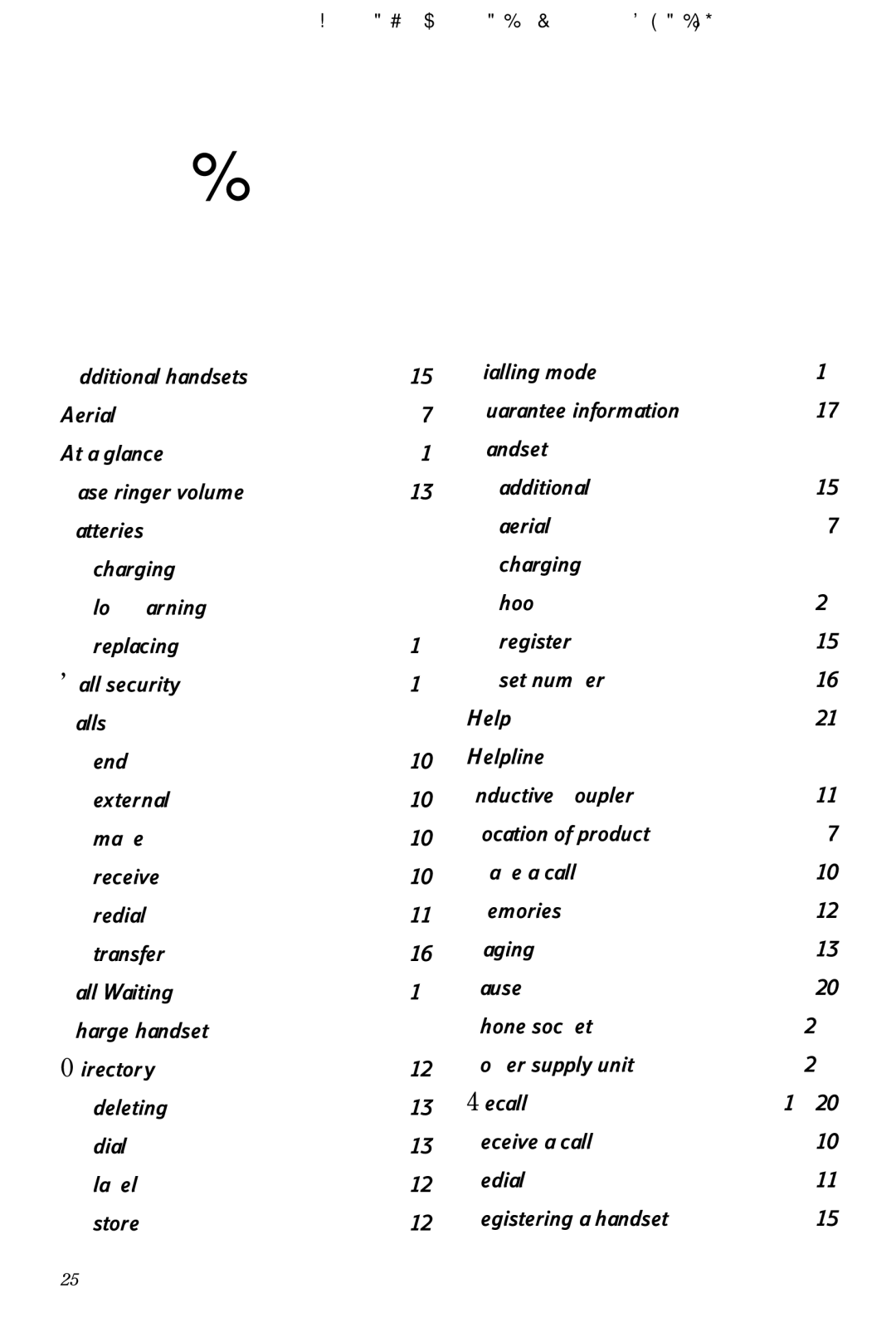 BT 60 manual Index 