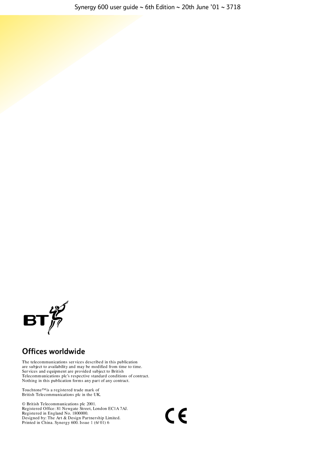 BT 600 manual Offices worldwide 