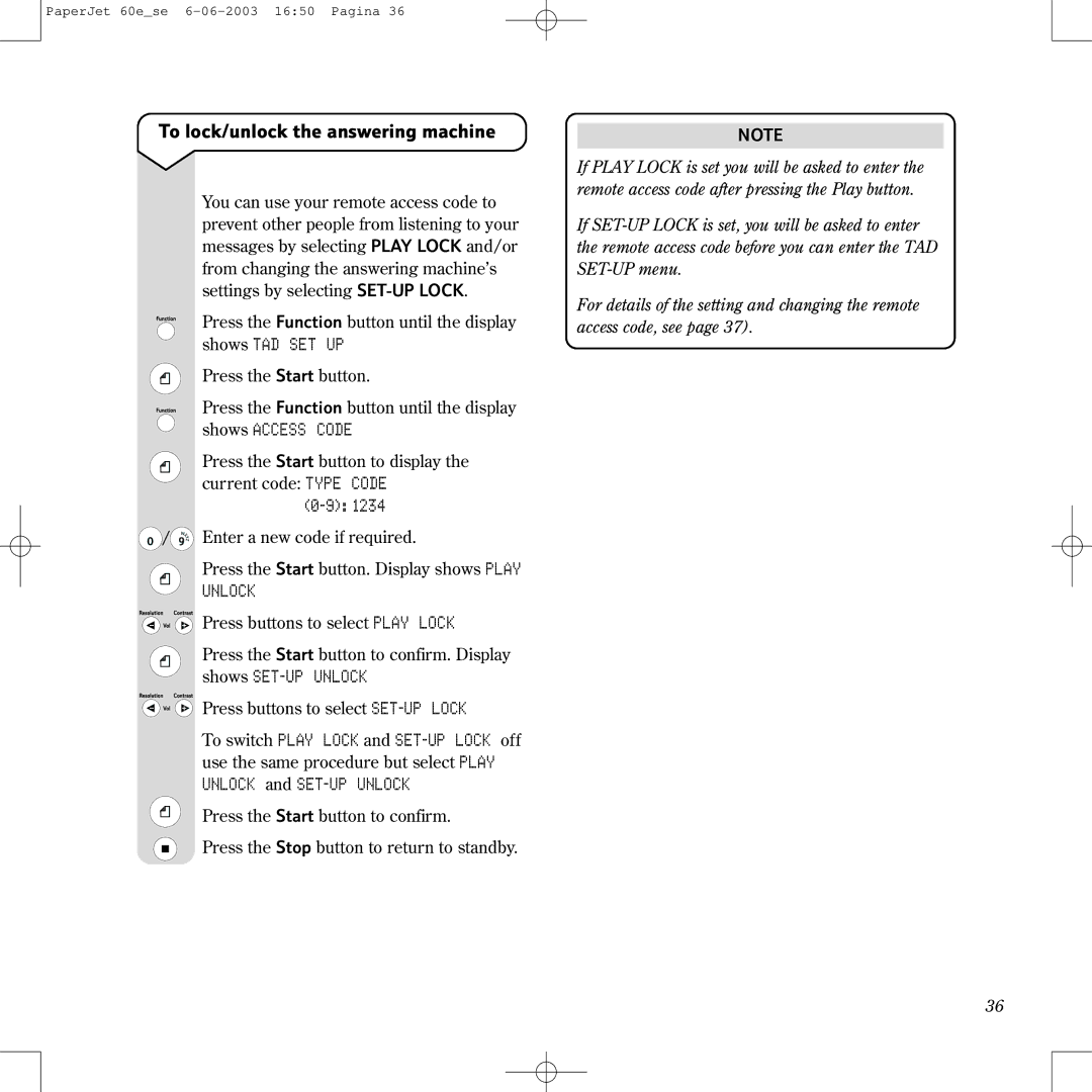 BT 60E manual To lock/unlock the answering machine, Unlock 