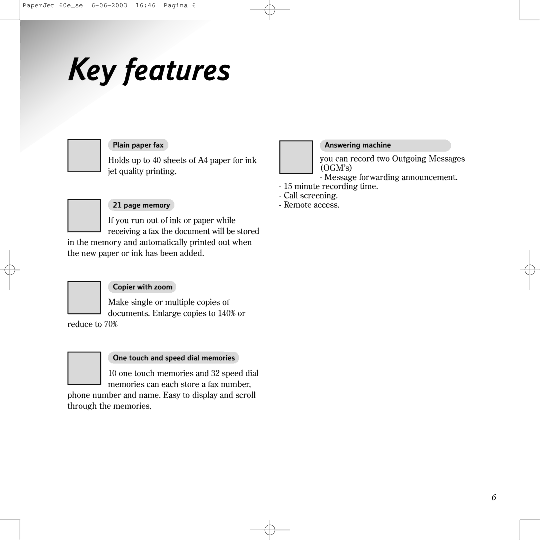 BT 60E manual Key features 