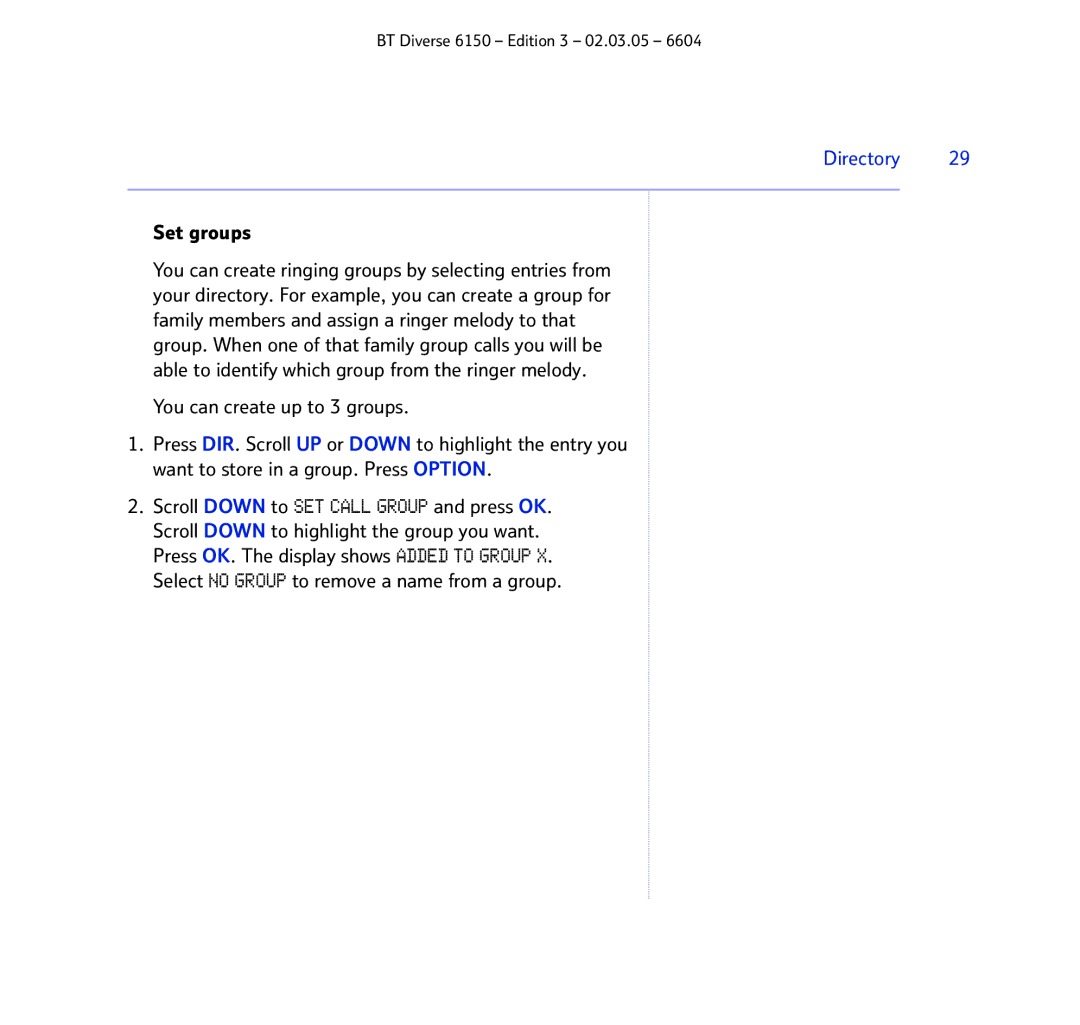 BT 6150 manual Set groups 