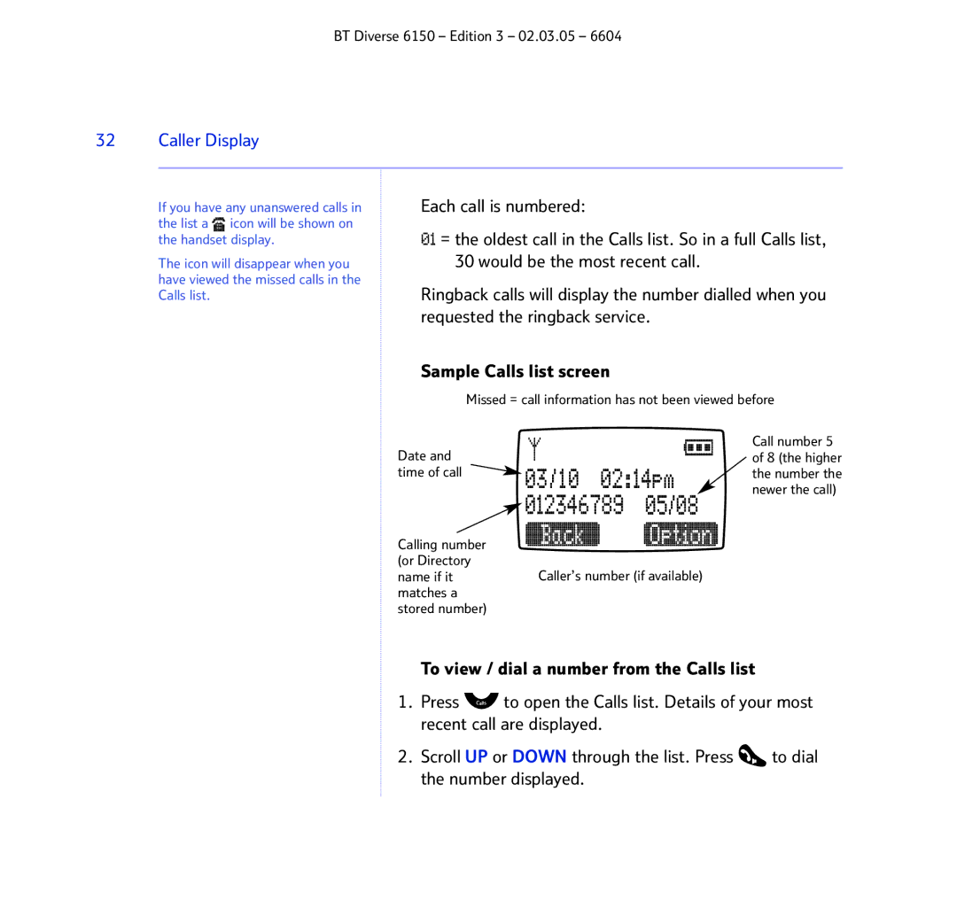 BT 6150 manual Option 