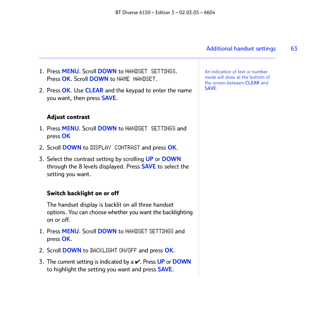 BT 6150 manual Additional handset settings 