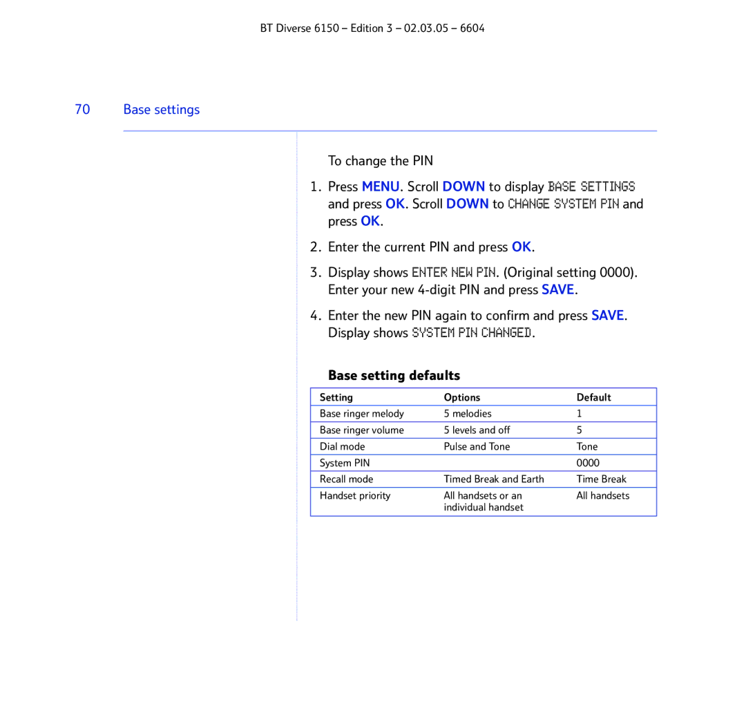 BT 6150 manual Time Break 