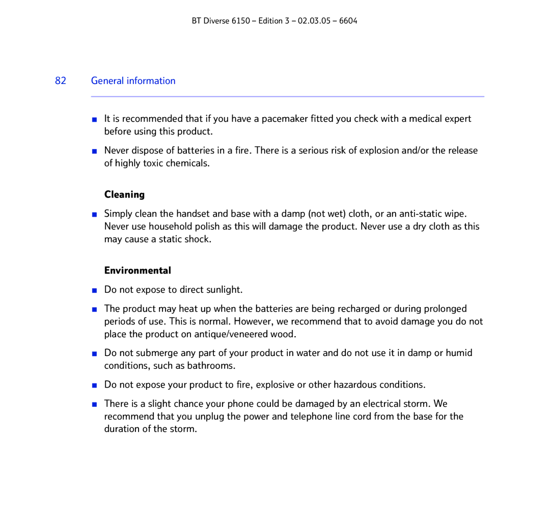 BT 6150 manual General information 