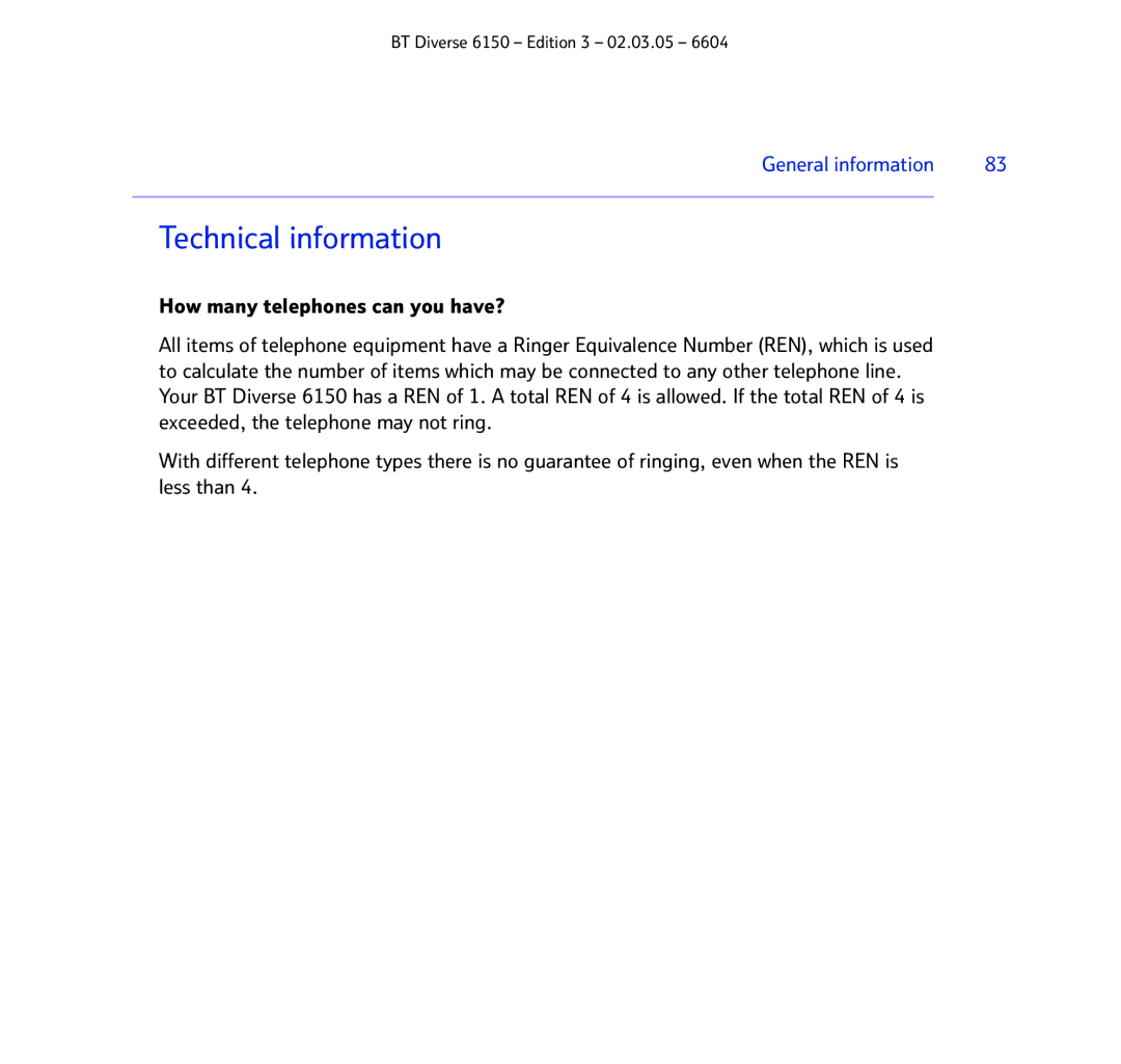 BT 6150 manual Technical information 