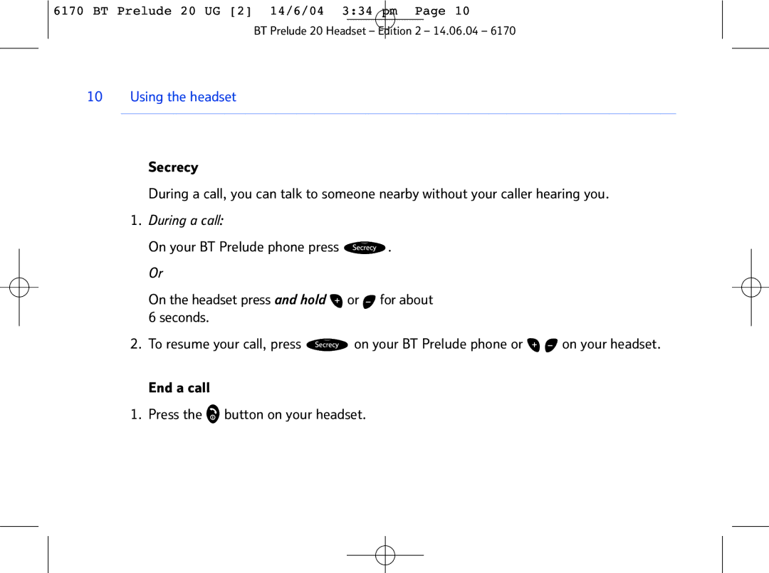 BT 6170 manual Using the headset 