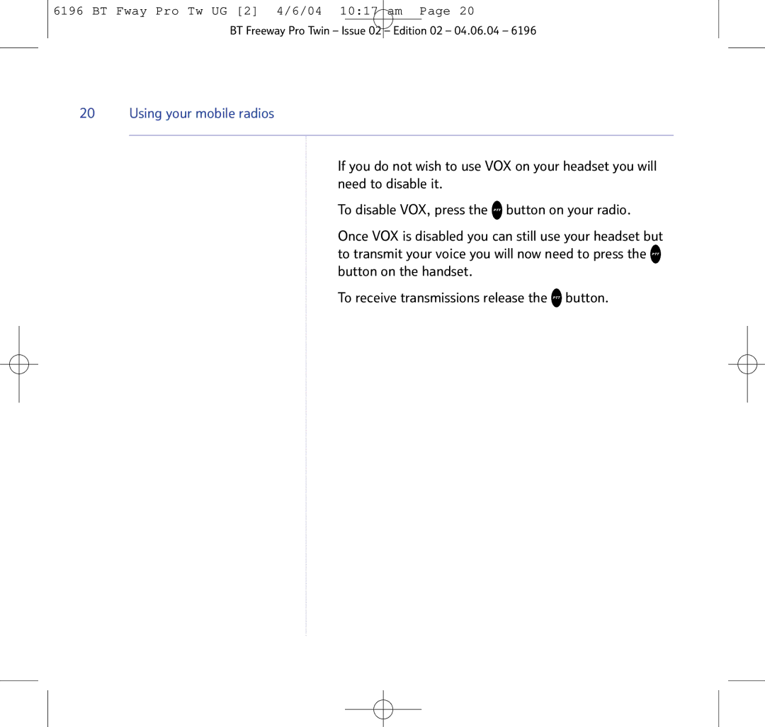 BT 6196 manual Using your mobile radios 