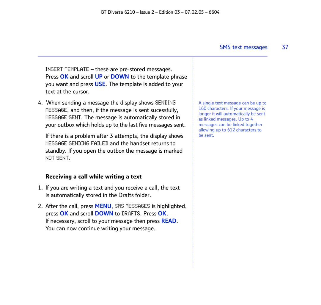 BT 6210 manual Not Sent 